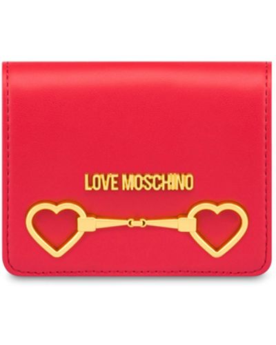 Moschino Soft Heart Bit Flap Wallet - Red