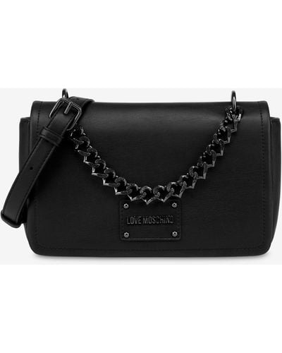 Moschino Heart Chain Shoulder Bag - Black