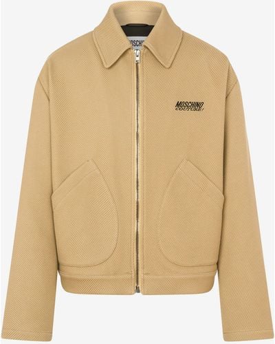 Moschino Logo Embroidery Double Cavalry Jacket - Natural