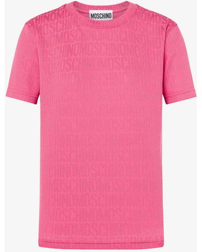 Moschino T-shirt Aus Jersey Mit Durchgehendem Logoaufdruck - Pink