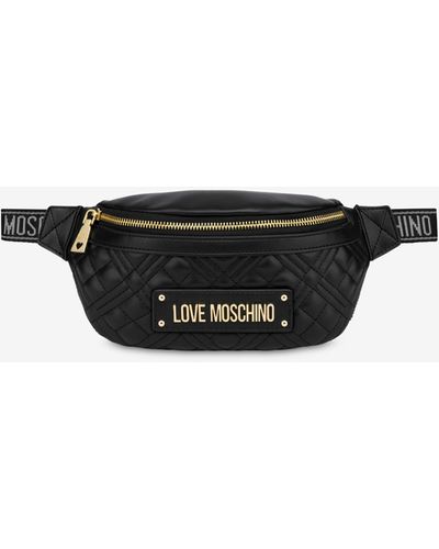 Moschino Lettering Logo Quilted Belt Bag - White