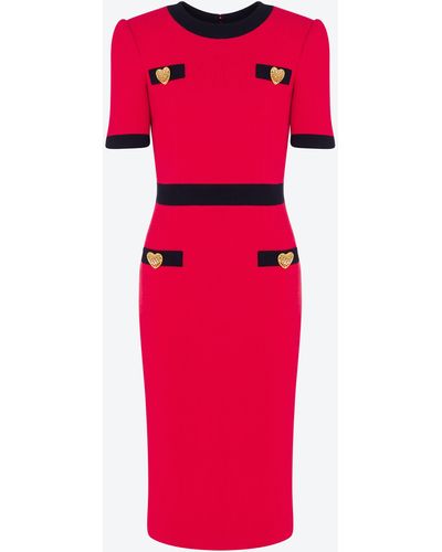 Moschino Abito In Crêpe Stretch Morphed Buttons - Rosa