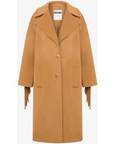 Moschino Coat With Fringes - Natural