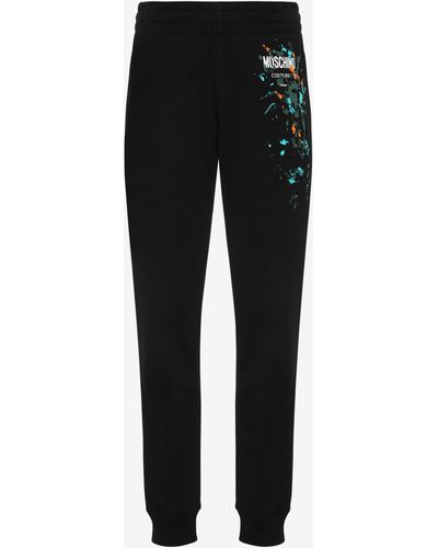 Moschino Painted Effect Organic Fleece Sweatpants - Black