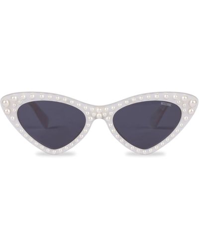 Moschino Cat-eye-sonnenbrille Mit Perlen - Weiß
