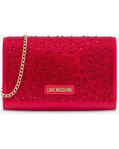 Moschino Love Gift Capsule Clutch With Rhinestones - Red