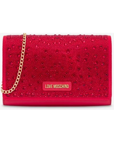 Love Moschino Love Gift Capsule Clutch With Rhinestones - Red