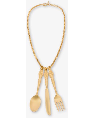 Moschino Collier Cutlery Charms - Blanc
