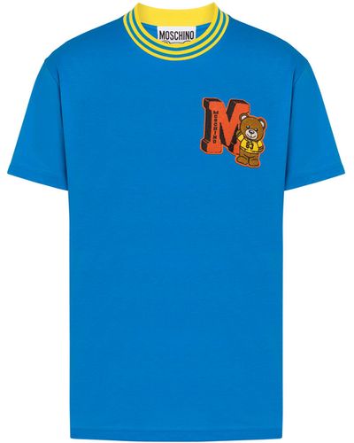 Moschino Varsity Teddy Bear Organic Jersey T-shirt - Blue