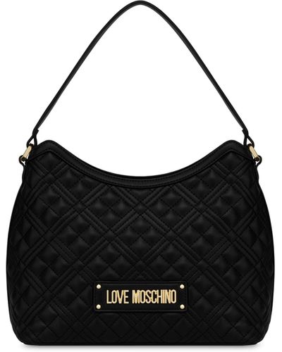 Moschino Shiny Quilted Hobo Bag - Black
