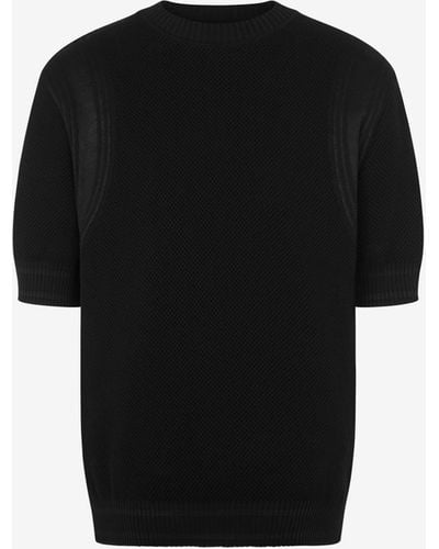 Moschino Rubber Logo Open-knit Cotton Jumper - Black