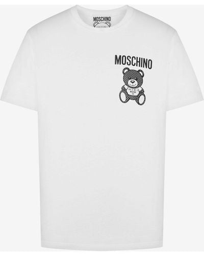 Moschino T-shirt En Jersey Small Teddy Mesh - Blanc