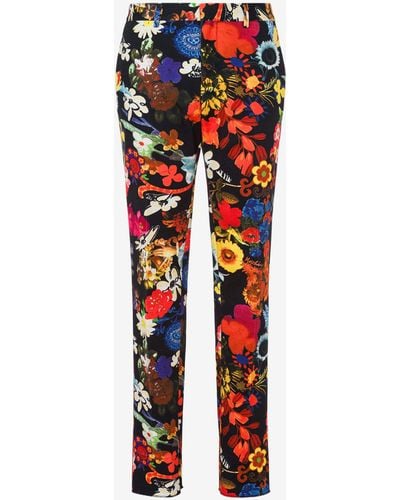 Moschino Pantalone In Bull Allover Flowers - Rosso