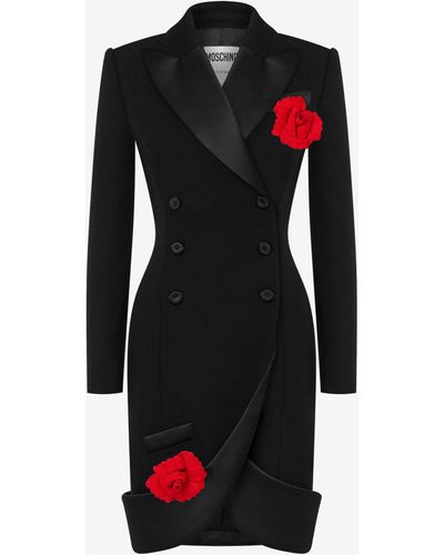 Moschino Abito In Lana Grain De Poudre Tuxedo - Nero