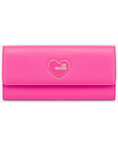 Moschino Clutch Enameled Heart - Pink
