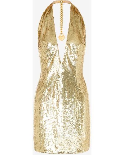 Moschino Chain & Heart Sequin Dress - Metallic