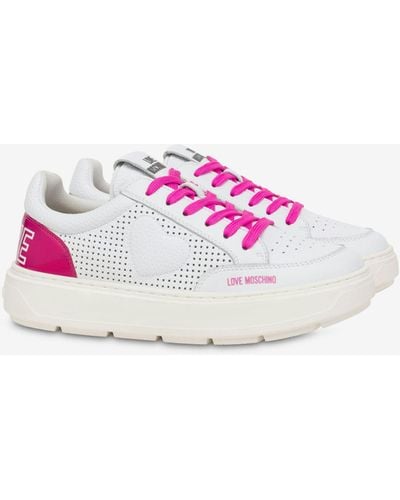 Moschino Bold Love Perforated Calfskin Trainers - Pink
