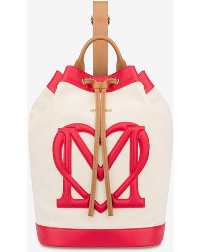 Moschino Weekender Bag In Canvas Sporty Love - Rosa