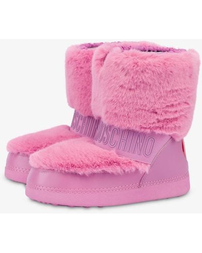 Moschino Logo Band Snow Boots - Pink