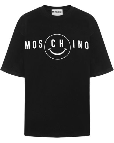 Moschino Smiley® Embroidery Thick Jersey T-shirt - Black