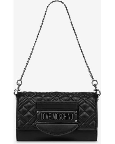 Moschino Quilted Tab Mini Shoulder Bag - White
