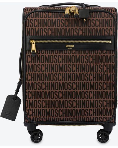 Moschino All-over Logo Nylon Trolley Case - Brown