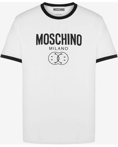 Moschino T-shirt En Jersey Stretch Double Smiley® - Blanc