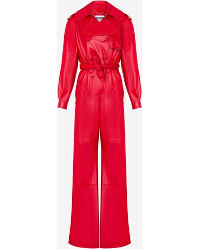 Moschino Nappa Leather Jumpsuit - Red
