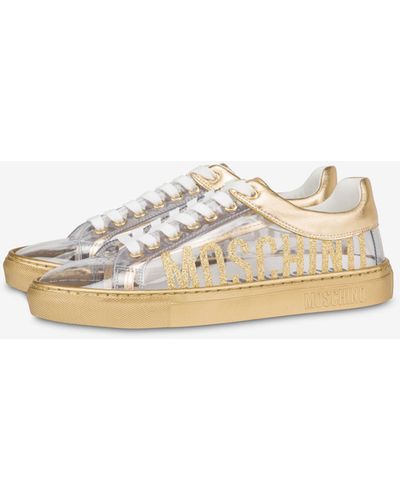 Moschino Transparent Pvc Sneakers With Glittery Logo - Natural