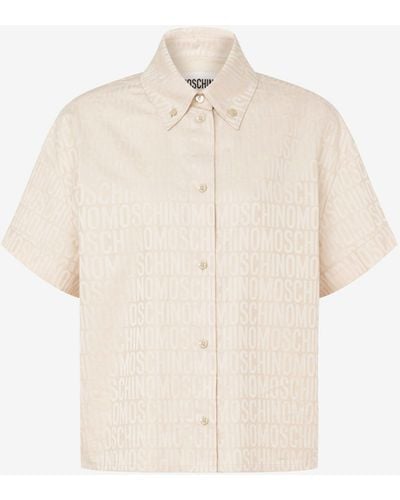 Moschino Allover Logo Cotton Poplin Shirt - White