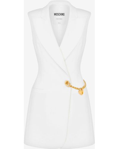 Moschino Robe En Crêpe Stretch Chain & Heart - Blanc