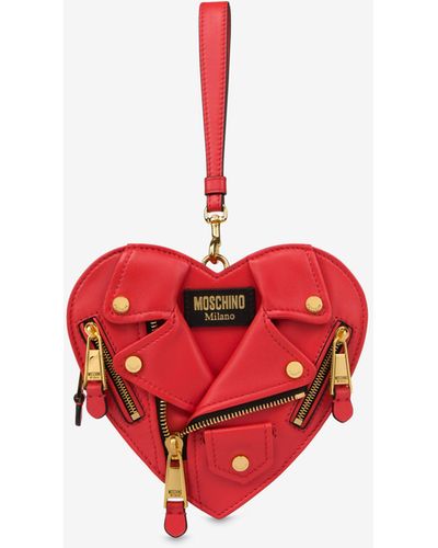 Moschino Heart Biker Bag Aus Nappaleder - Rot