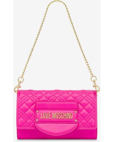 Moschino Quilted Tab Mini Shoulder Bag - Pink