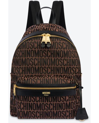 Moschino All-over Logo Nylon Backpack - Brown