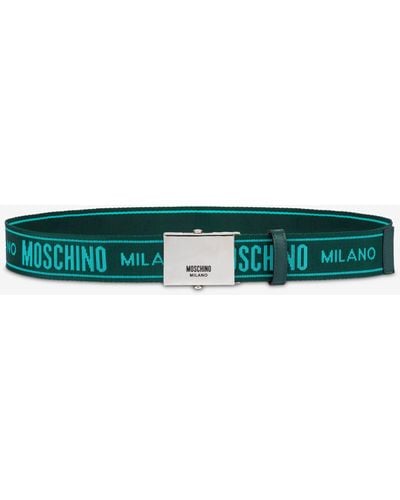 Moschino Cintura In Nastro Jacquard Logo - Verde