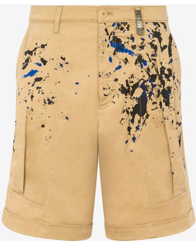 Moschino Painted Effect Stretch Gabardine Bermuda Shorts - Natural