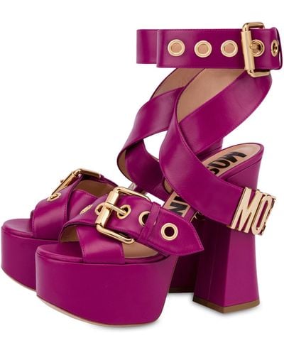Moschino Belt Platform Sandals - Purple