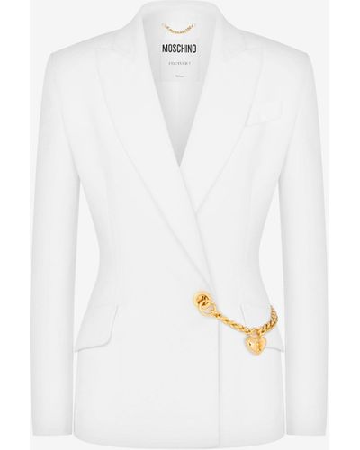 Moschino Chain & Heart Stretch Crêpe Jacket - White