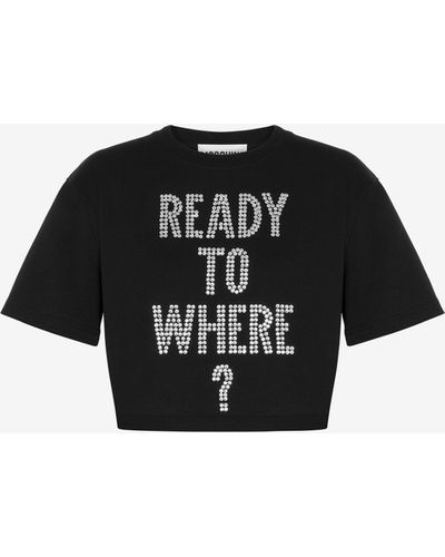 Moschino T-shirt In Jersey Ready To Where? - Nero