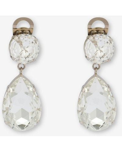 Moschino Drop Earrings With Jewel Stones - White