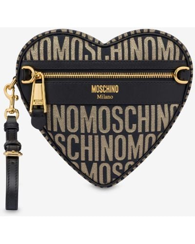 Moschino Allover Logo Small Heart Bag - Black