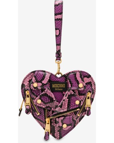 Moschino Heart Biker Bag Mit Pythonprägung - Pink