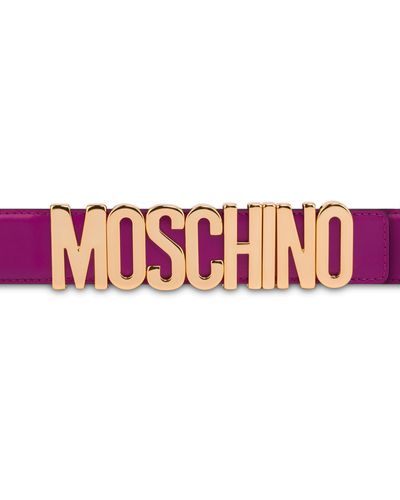 Moschino Lettering Logo Calfskin Belt - Purple