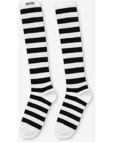 Moschino Striped To-the-knee Socks - White