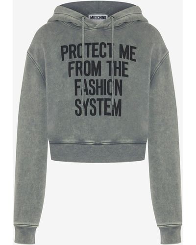 Moschino Sweat-shirt Cropped En Coton Biologique - Gris