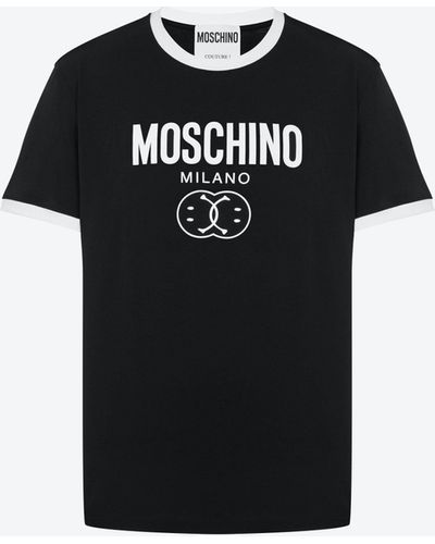 Moschino T-shirt In Jersey Stretch Double Smiley® - Nero