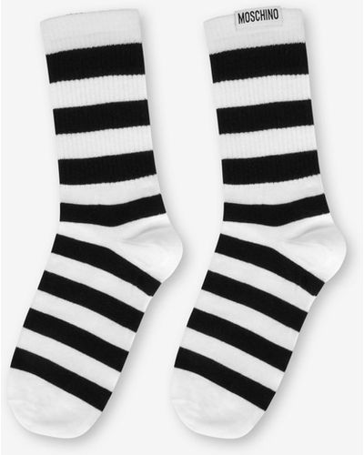 Moschino Cotton-blend Striped Socks - White
