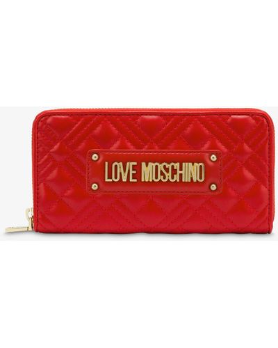 Moschino Quilted Zip-around Wallet - Red