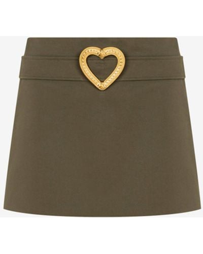 Moschino Heart Buckle Cotton Cloth Miniskirt - Green