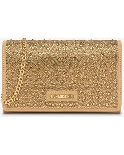 Moschino Love Gift Capsule Clutch With Rhinestones - Natural